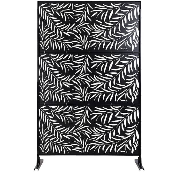 6.3 ft. H x 4 ft. W Black Metal Privacy Screen Freestanding Decorative Privacy Fence Panels for Outdoor (3 Panels)