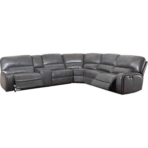 Buy Saul 138 in. W Square Arm 6Piece Leather L Shaped Modern Sectional