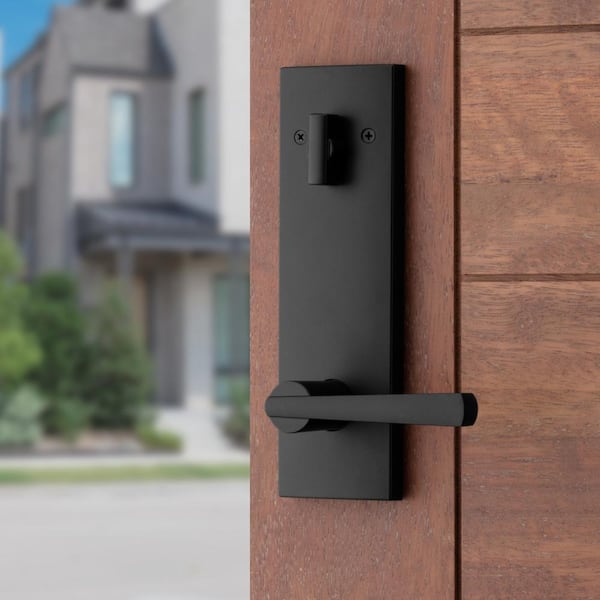 Prestige Spyglass Matte Black Universal Entrance Door Handleset Featuring SmartKey Security