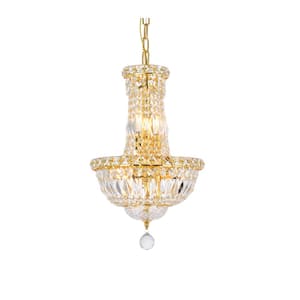 Timeless Home 12 in. L x 12 in. W x 16 in. H 6-Light Gold with Clear Crystal Contemporary Pendant