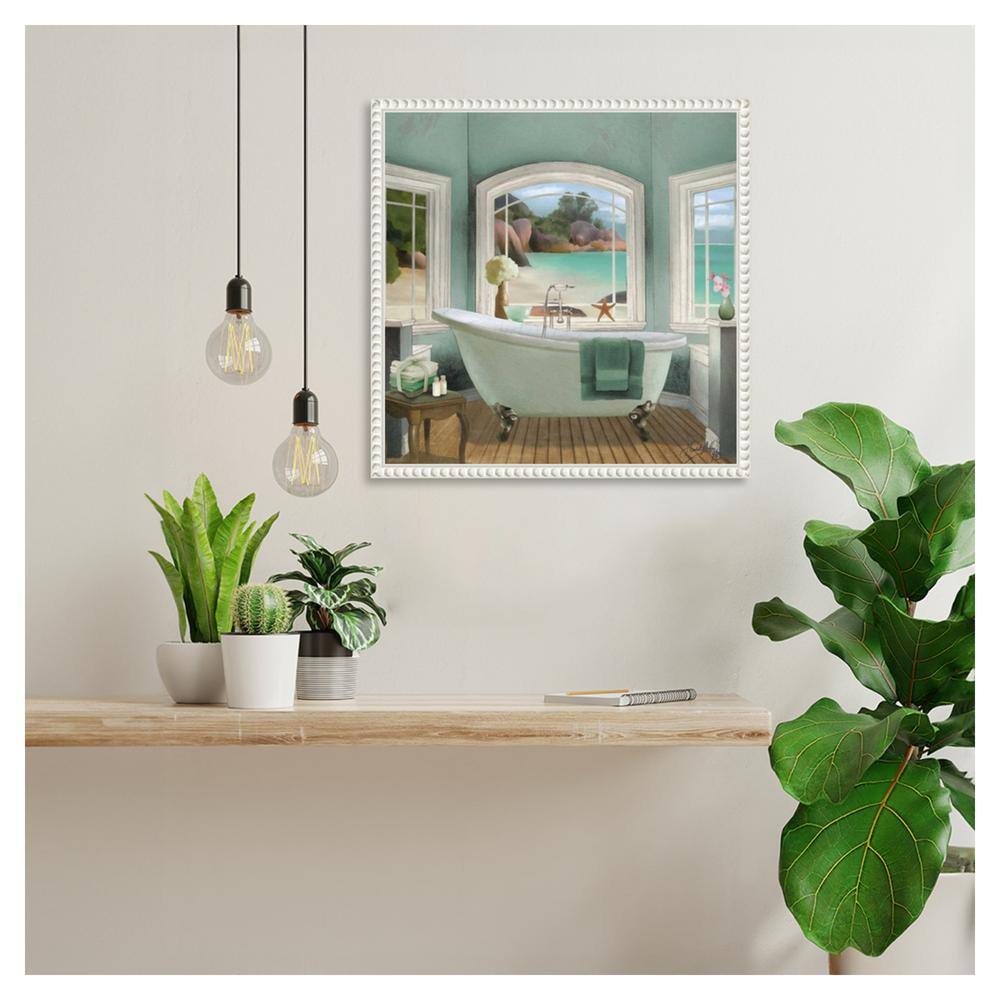 Oceanview Bath II White Framed Canvas Wall Art