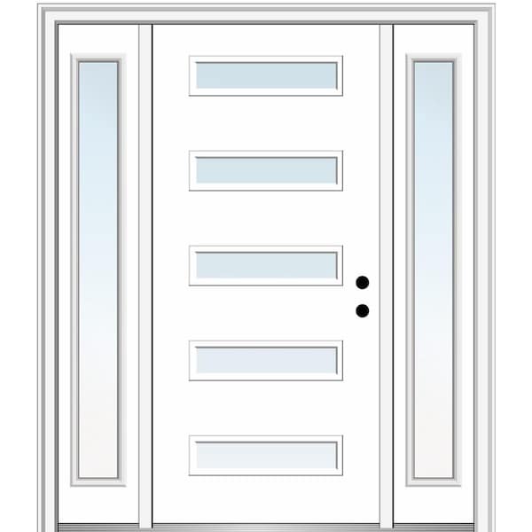 MMI Door Davina 64 in. x 80 in. Left-Hand Inswing 5-Lite Clear Low-E Primed Fiberglass Prehung Front Door on 4-9/16 in. Frame