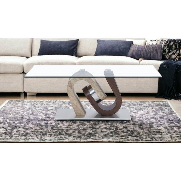 HomeRoots 47 in. Clear Rectangle Glass Coffee Table