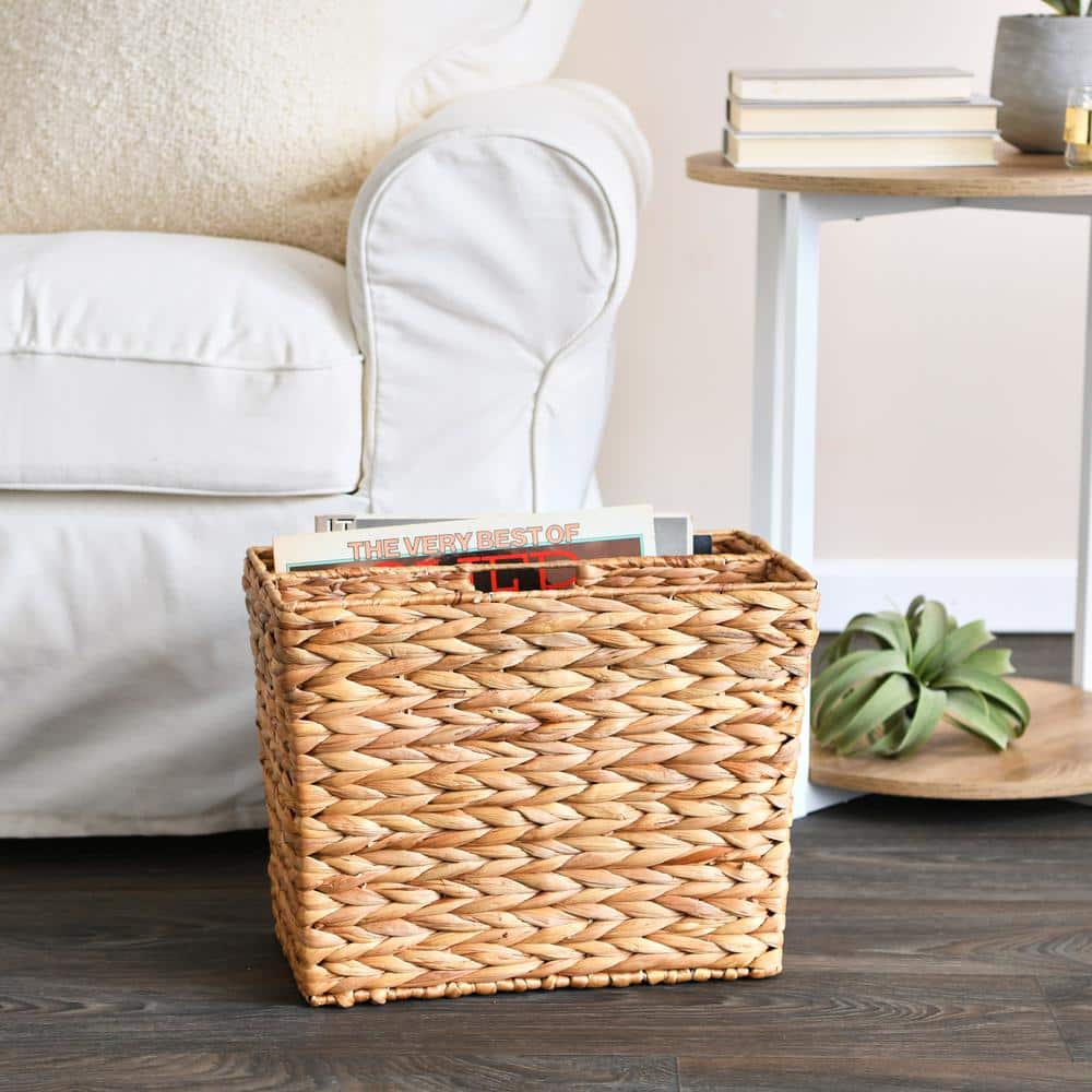 Natural Water Hyacinth Freestanding Woven Storage Basket