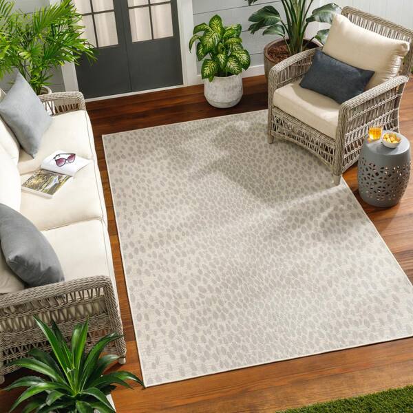 KIMODE Indoor Outdoor Rug 5x7,Reversible Washable Brown Floral Area  Rug,Large Patio Rug,Easy Clean,Outdoor Deck Rug,Cotton Woven RV Mat for  Outside