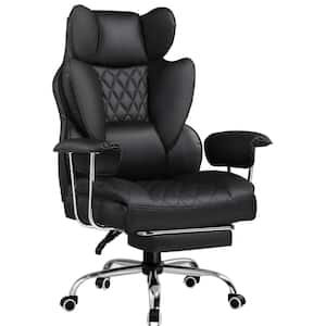 PU Leather Gaming Chair with Soft Armrests and Footrest Adjustable Height Ergonomic Office Desk Computer Chair in Black