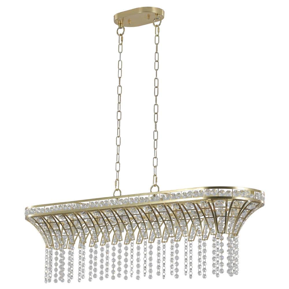 39.4 in. Modern 8-Light Gold Crystal Oval Chandelier for Living Room and Kitchen Island with no bulbs included price history on PriceWatchPro