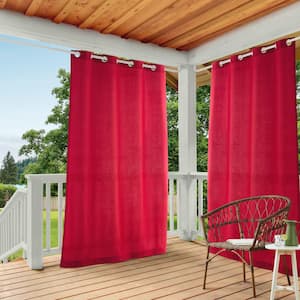 Cabana Radiant Red Solid Light Filtering Grommet Top Indoor/Outdoor Curtain, 54 in. W x 84 in. L (Set of 2)