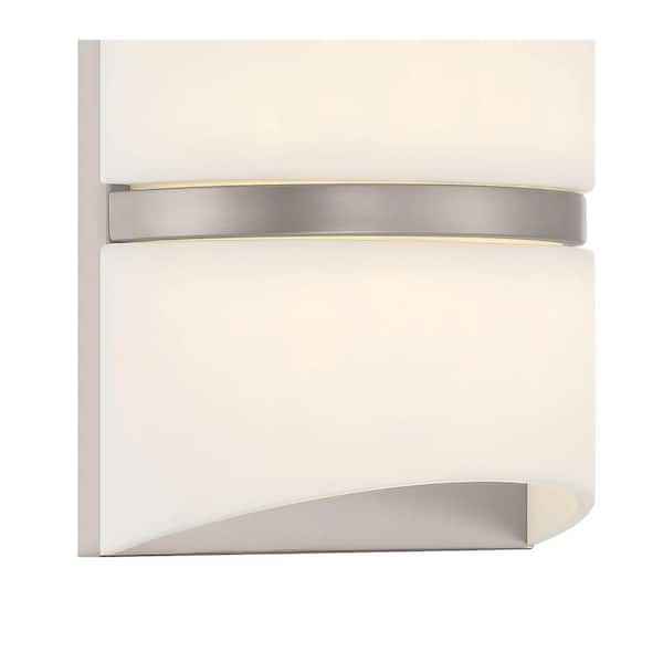 Velaux 1-Light Brushed Nickel LED Wall Sconce with White Faux Alabaster Shade