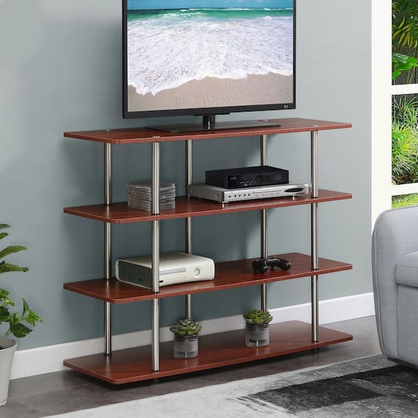 Convenience Concepts Designs2Go 47.25 in. Cherry XL Highboy TV Stand fits TVs up to 55 in. with 4-Shelves