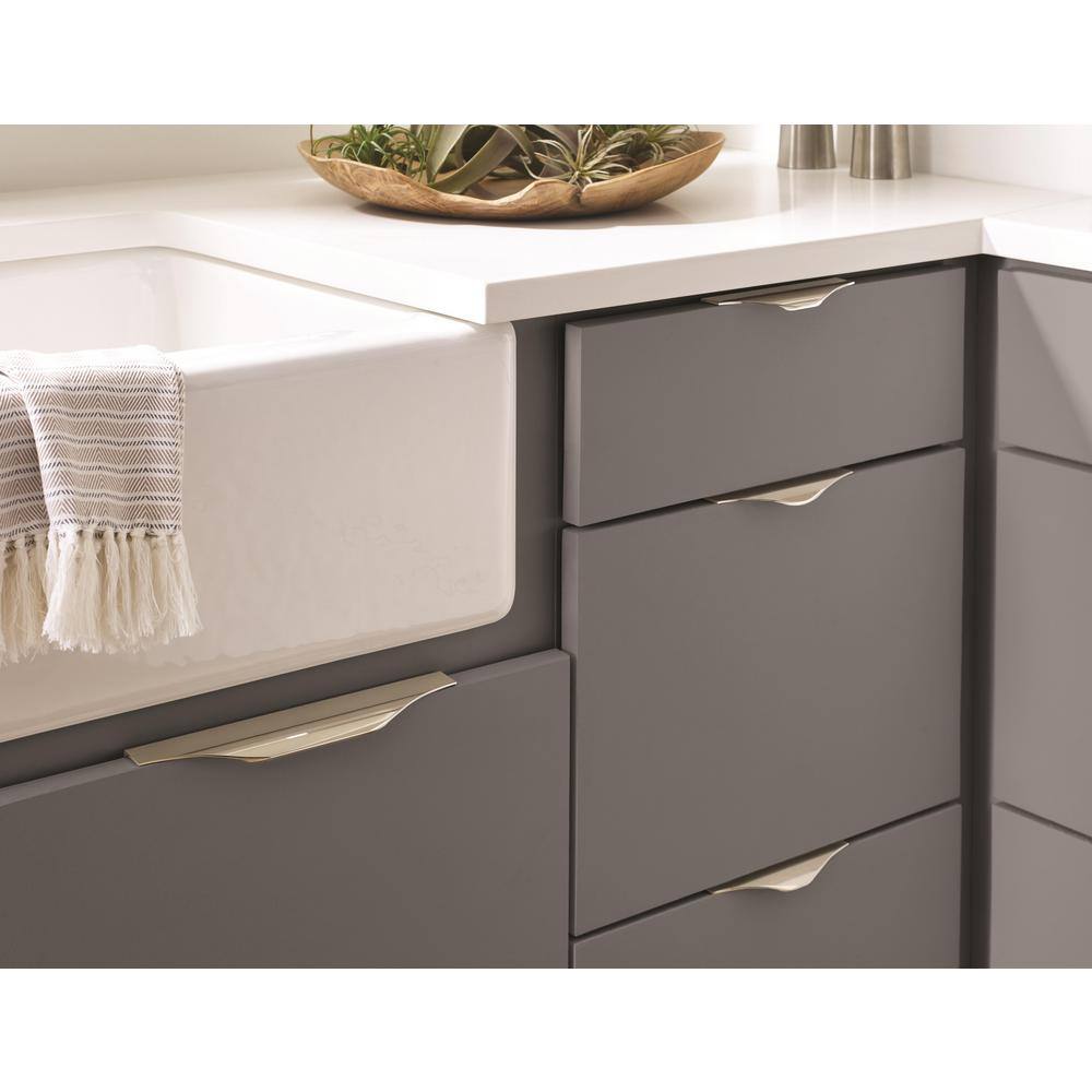 Polished Nickel Modern Cabinet Edge Pull Handle 4-3/16 inch