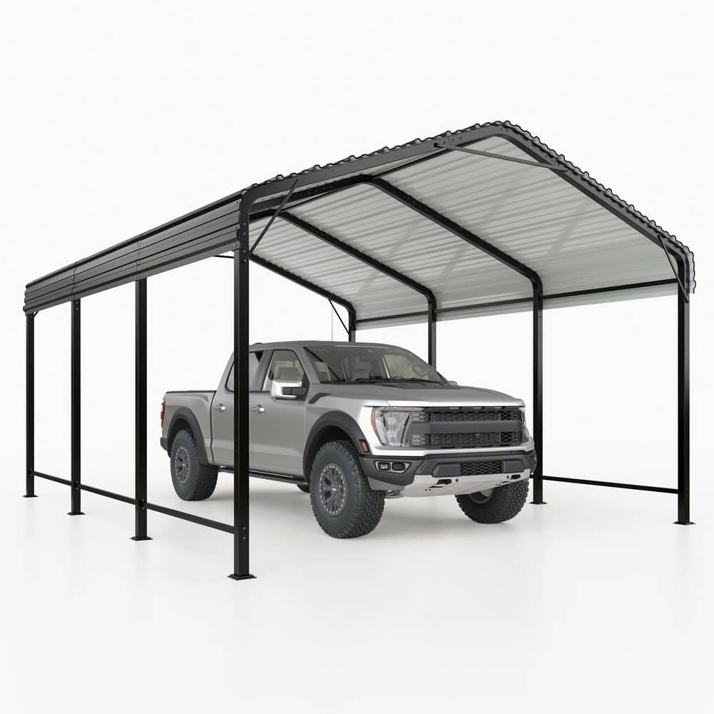 15 ft. W x 10 ft. D Metal Carport with Reinforced Base, Galvanized Shelter 
