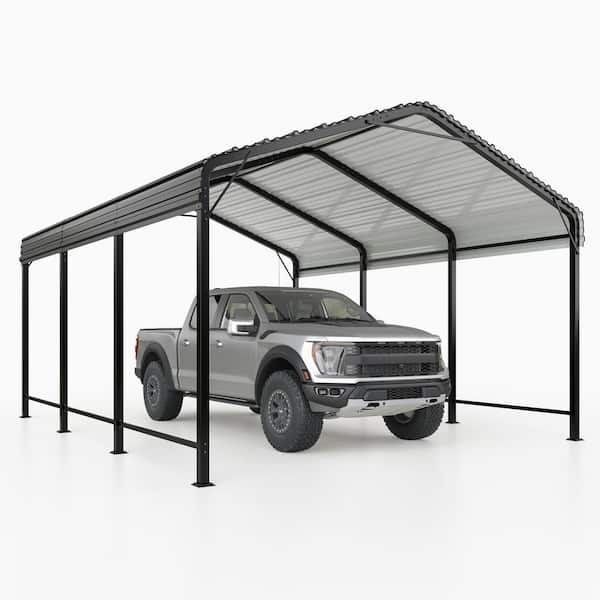 15 ft. W x 10 ft. D Metal Carport with Reinforced Base, Galvanized Shelter for Vehicles & Tractors