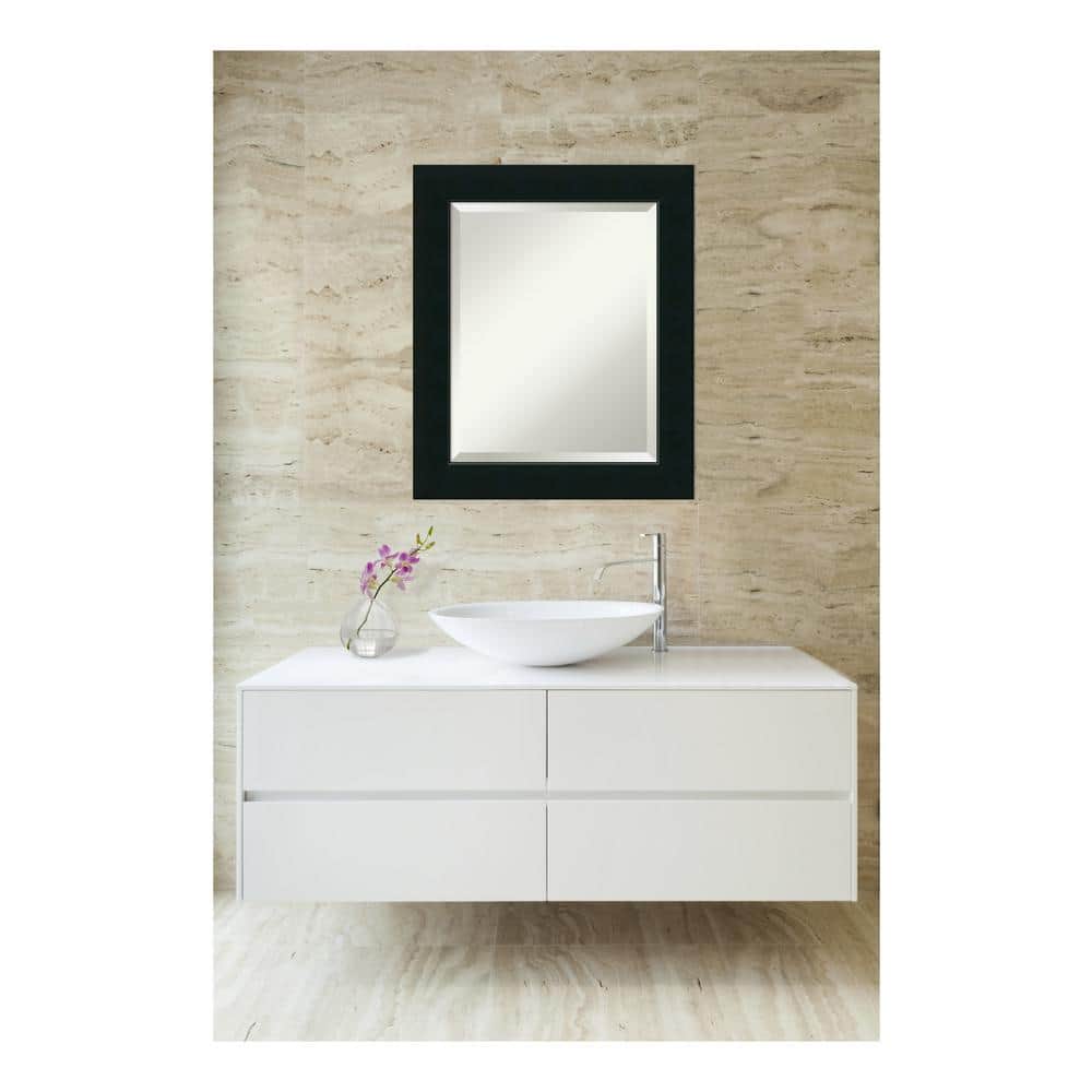 Corvino Black 21 in. x 25 in. Beveled Rectangle Wood Framed Bathroom Wall M