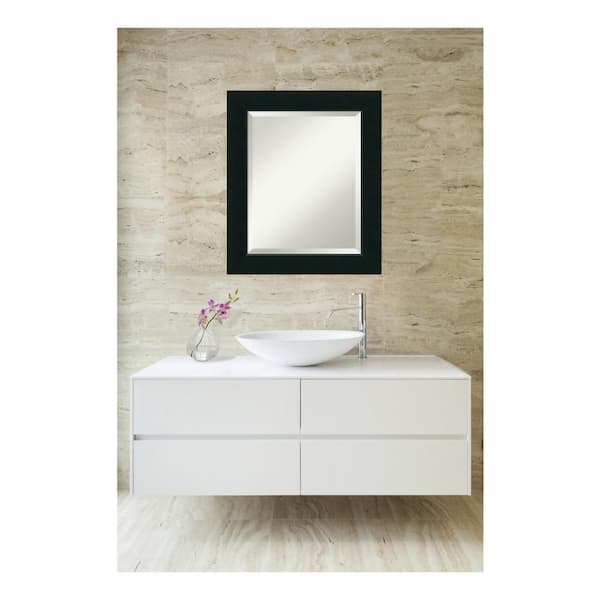 Amanti Art Corvino Black 21 in. x 25 in. Beveled Rectangle Wood Framed Bathroom Wall Mirror in Black