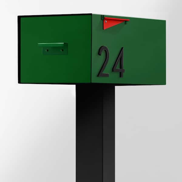 The Malone Color Series-Large Green Malone Post Mounted Mailbox with Black Post