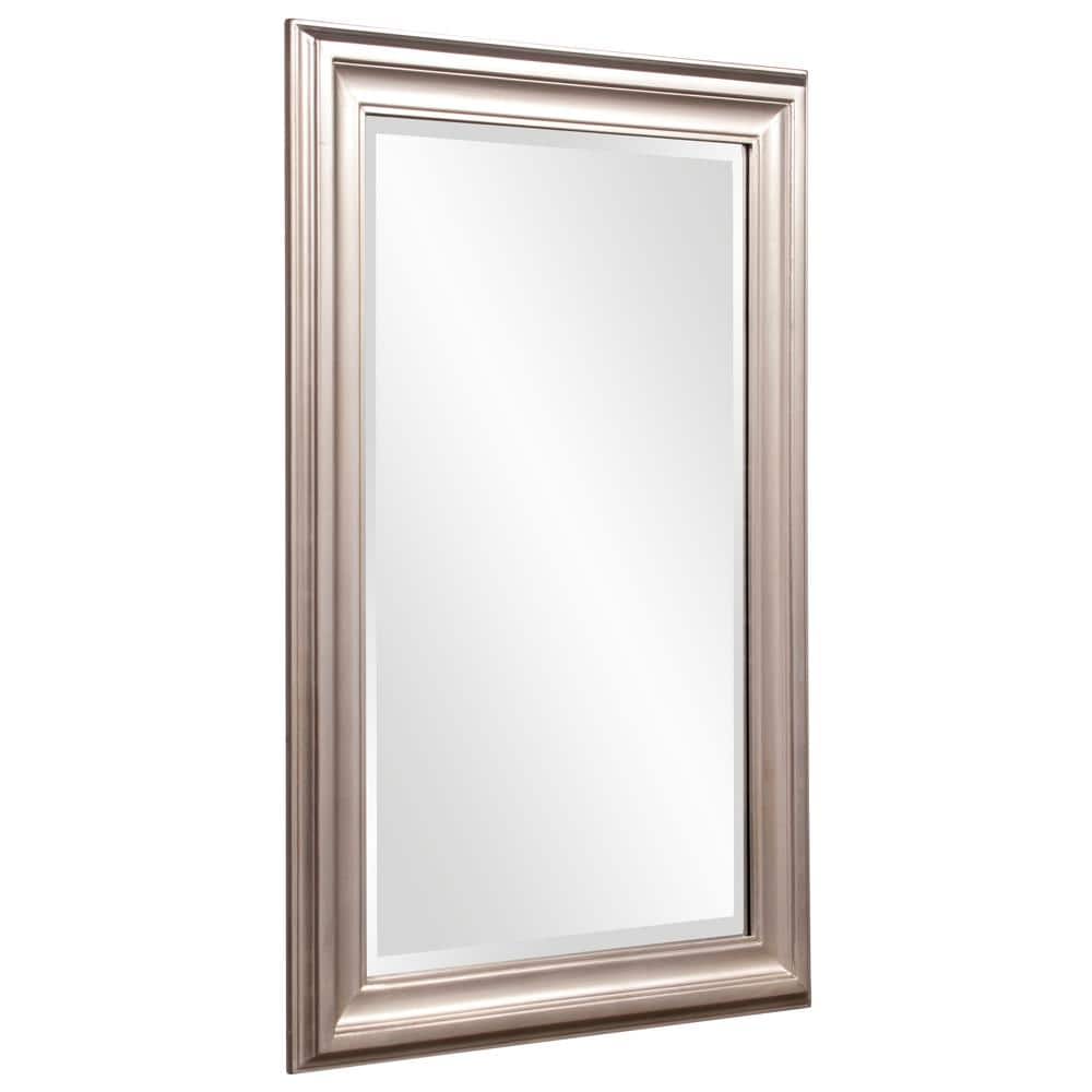 Transitional Brushed Nickel and Wood Full-Length Mirror