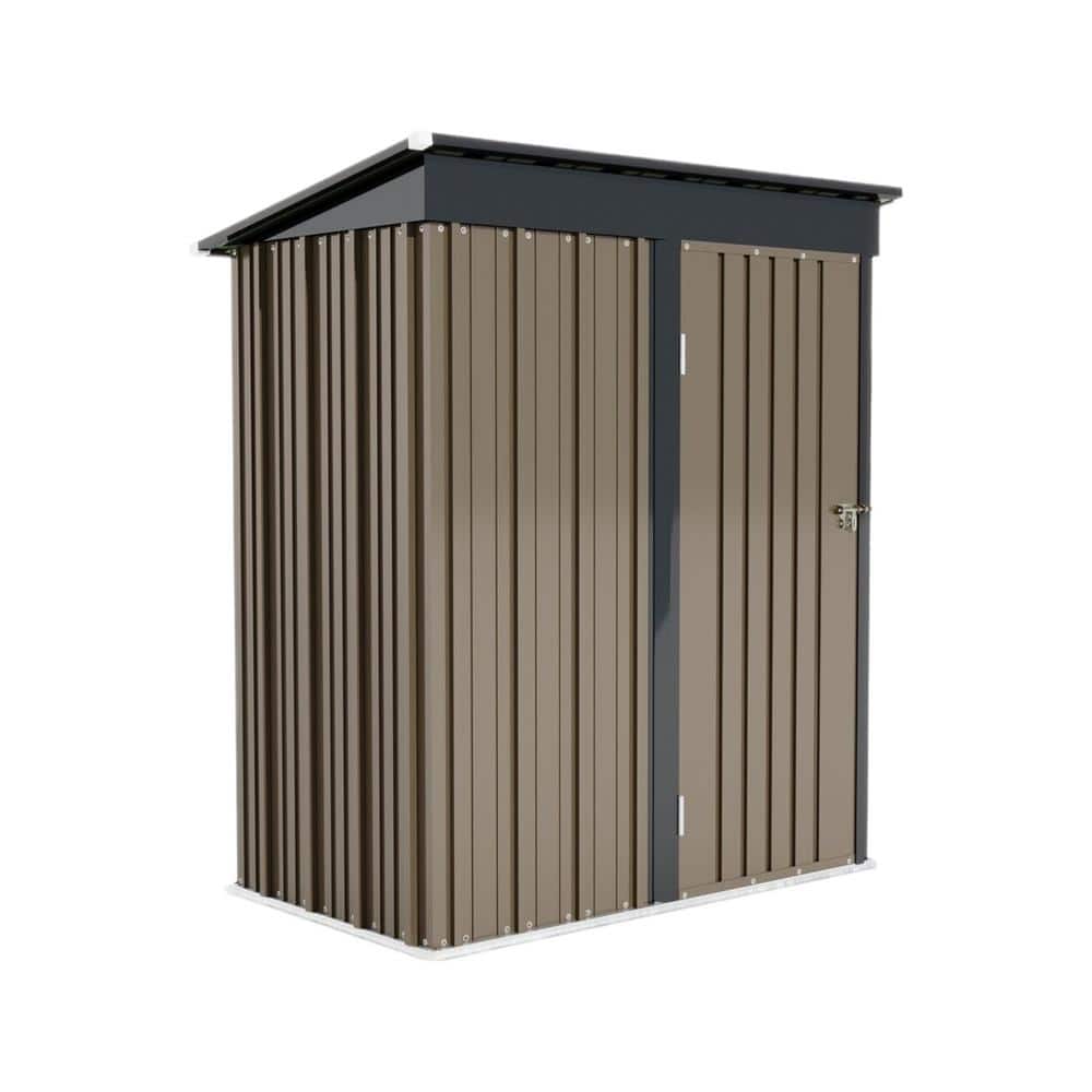 5 ft. W x 3 ft. D Metal Outdoor Storage Shed, with Pitched Roof and Lockabl