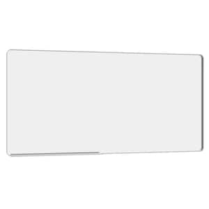 72 in. W x 36 in. H Oversized Rectangular Framing Wall Mounted Bathroom Vanity Mirror in Silver with Curved Corner