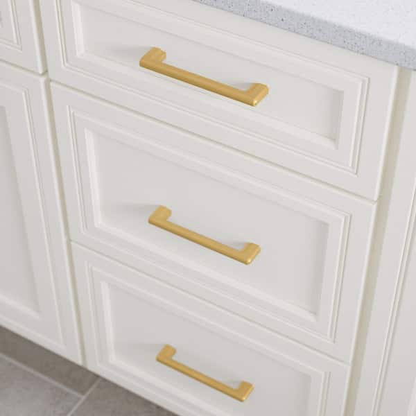 (10-Pack) Scalloped 5-1/16 in. (128 mm) Modern Brushed Gold Bar Cabinet Handle Drawer Pulls