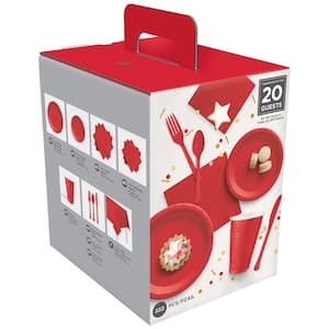 Apple Red Tableware Kit for 20 Guests (222-Pieces)