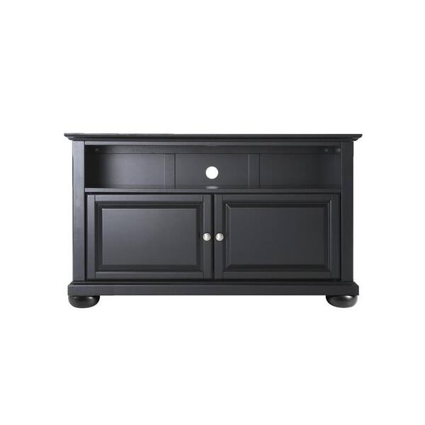 CROSLEY FURNITURE Alexandria 42 in. Black Wood TV Stand Fits TVs Up to 44 in. with Storage Doors