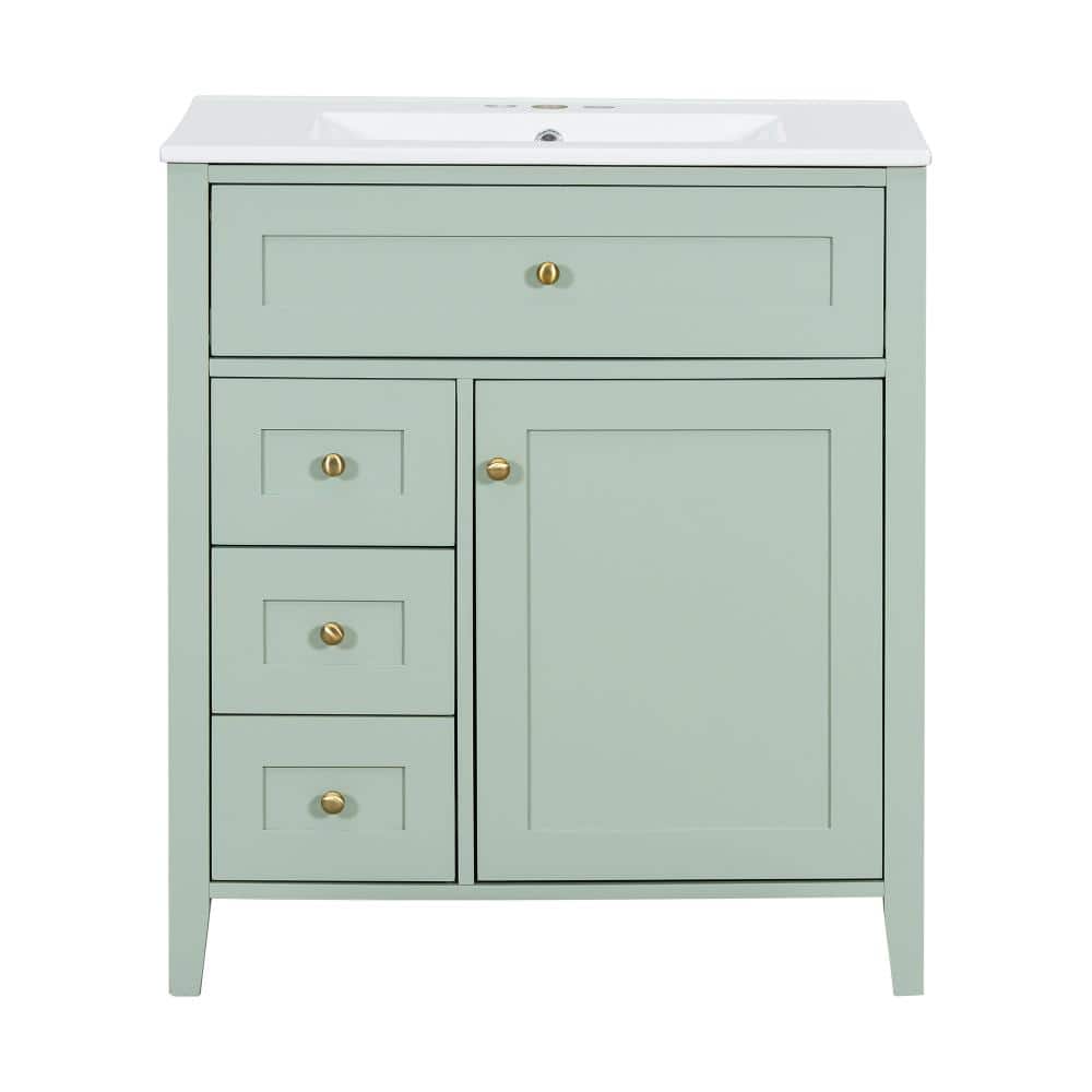 30 in. W Gray Freestanding Bath Vanity with White Ceramic Top Sink, Combo Cabinet Undermount Sink, 3 Drawers price history on PriceWatchPro