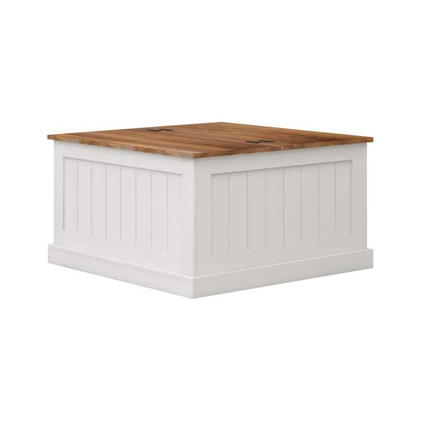 XUJMK 32 in. W x 31 in. D x 18 in. H White Linen Cabinet,31.5" Farmhouse Coffee Table,Square Wood Center Table for Living Room
