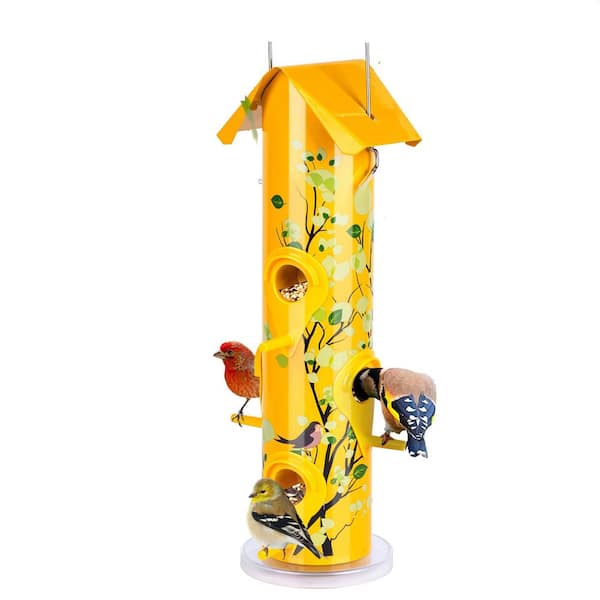 Unbranded 14 in. Metal Tube Bird Feeder with 6-Ports Durable and Weatherproof (1-Pack)