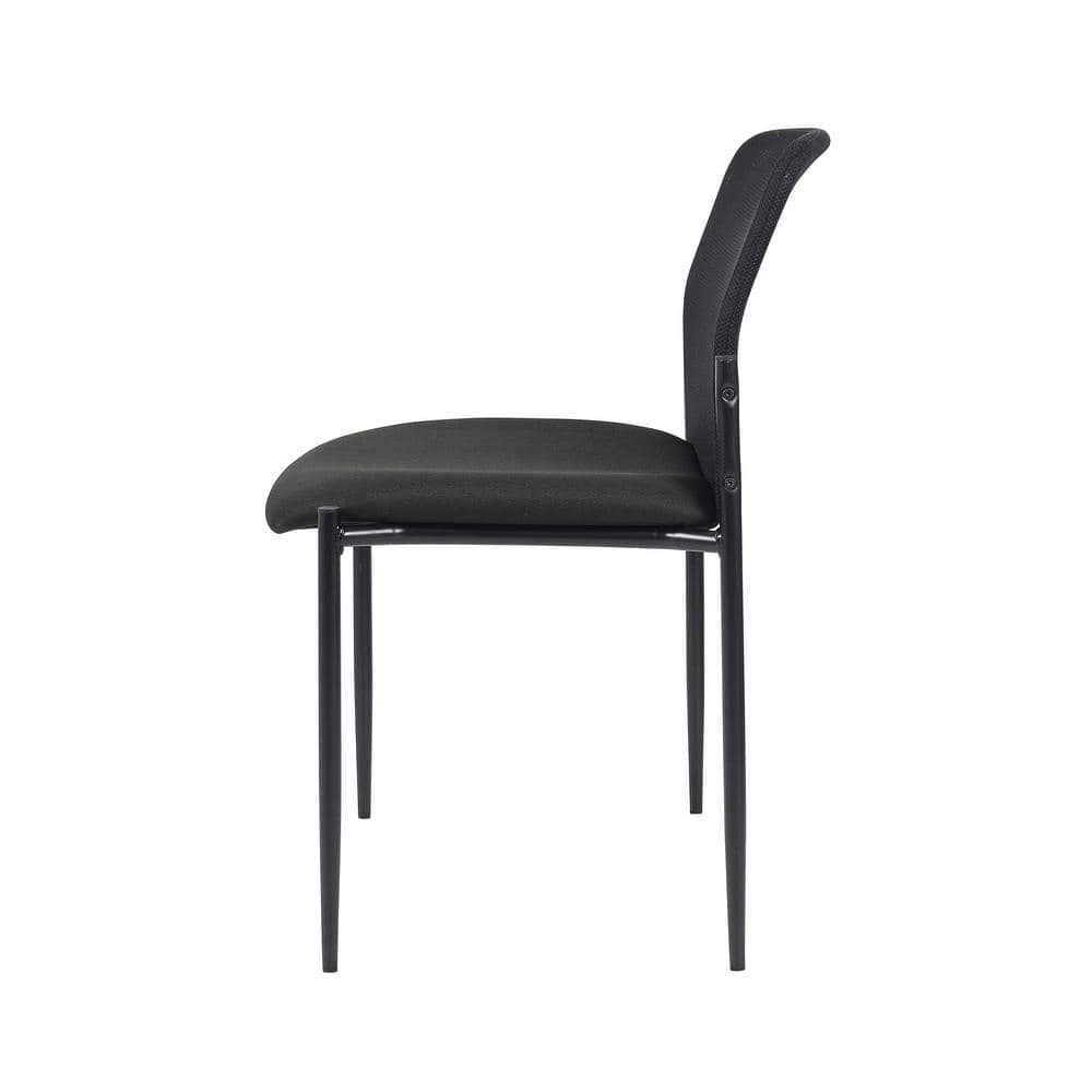 Black Mesh and Metal Stackable Guest Chair
