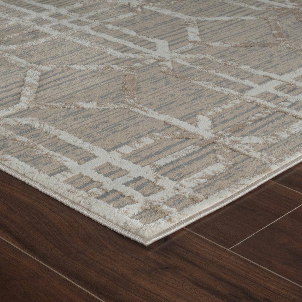 Beige and Brown Geometric Pattern Medium Pile Area Rug
