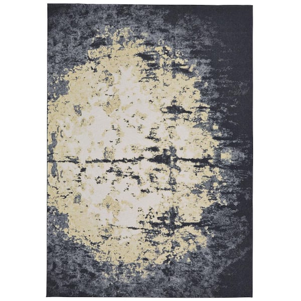 HomeRoots 5 x 8 Black and Gray Geometric Area Rug