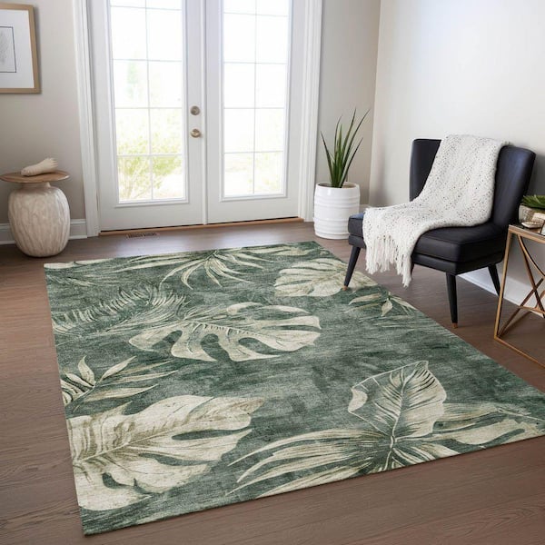 Chantille Machine Washable Indoor/Outdoor Abstract ACN1887 Fern 8 ft. x 10 ft. Accent Rug
