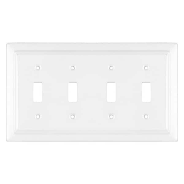 Architectural 4-Gang 4-Toggle Wall Plate (Classic White)
