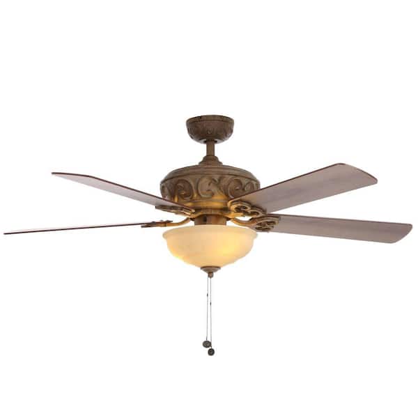 Hampton Bay Palisades 52 in. Indoor Tuscan Bisque Ceiling Fan with Light Kit