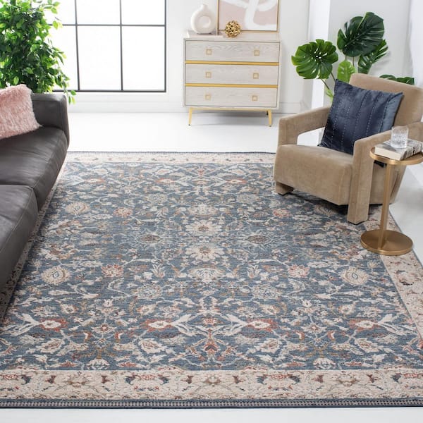 Vivaldi 9 ft. x 12 ft. Blue/Ivory Oriental Floral Area Rug