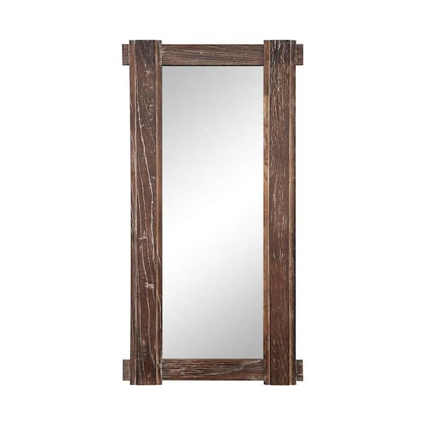 Lirago Rectangle 24 in. W x 59 in. H Retro Crossed Wood Framed Decorative Mirror In Brown
