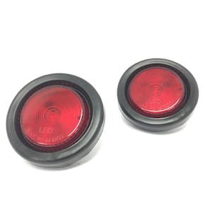 2 in. LED Round Clearance Side Marker Light Red with Grommet Trailer Truck RV (2-Pack)