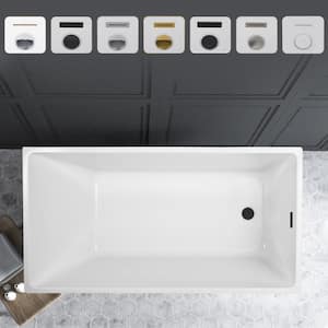 Vannes 55 in. Acrylic Flatbottom Freestanding Bathtub in White/Matte Black