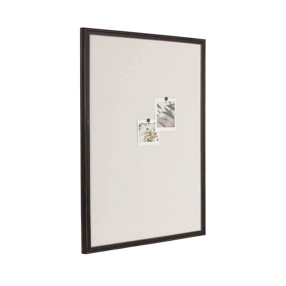 Kate and Laurel Oakhurst 24 in. W x 36 in. H Pinboard, Black with Linen ...