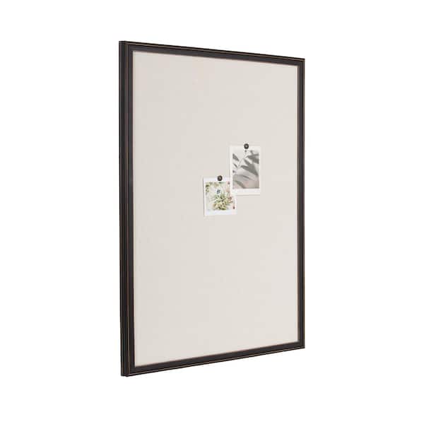 Kate and Laurel Oakhurst 24 in. W x 36 in. H Pinboard, Black with Linen Fabric Surface