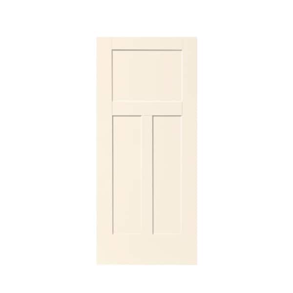 CALHOME 30 in. x 80 in. 3-Panel Beige Stained Composite MDF Interior Barn Door Slab