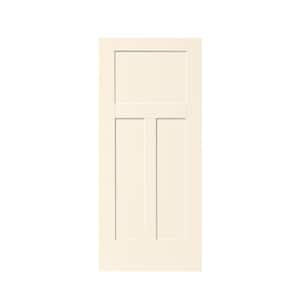 30 in. x 80 in. Beige Stained Composite MDF Hollow Core 3 Panel Interior Door Slab For Pocket Door