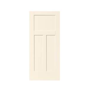 36 in. x 80 in. Beige Stained Composite MDF 3 Panel Interior Door Slab For Pocket Door