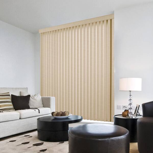 Hampton Bay Textured Khaki Cordless Textured Vertical Louvers (9 Pack) -3.5 in. W x 81 in. L (Actual Size 3.5 in. W x 79.5 in. L )