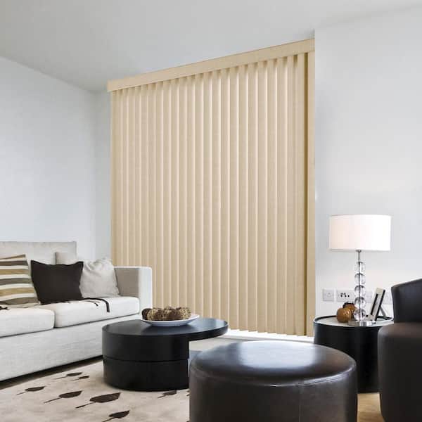 Hampton Bay Textured Khaki Cordless Textured Vertical Louvers (9 Pack) -3.5 in. W x 92.5 in. L (Actual Size 3.5 in. W x 91 in. L )