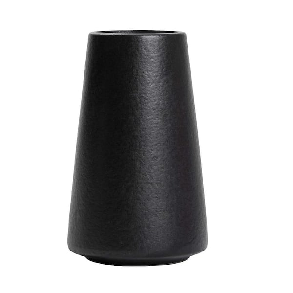 Afoxsos Ceramic Flower Vase Minimalism Style for Modern Table Shelf Home Decor, Solid Black