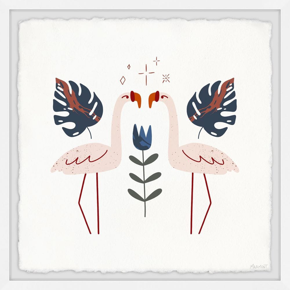 Flamingo Twin by Marmont Hill Framed Animal Art Print 32 in. x 32 in.