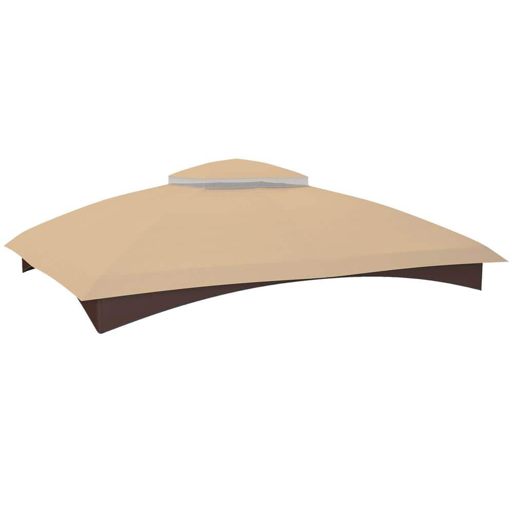 ToolCat Beige Gazebo Canopy Replacement, 2-Tier Outdoor Gazebo Cover ...