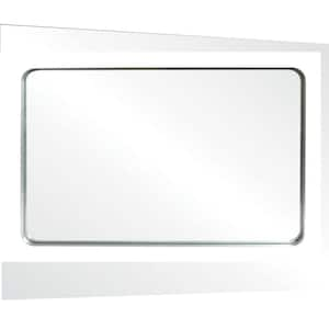 40 in. W x 30 in. H Vanity Mirror Bathoom Mirror Metal Frame Rounded Rectangle Mirror Horizontal/Vertical (Silver)